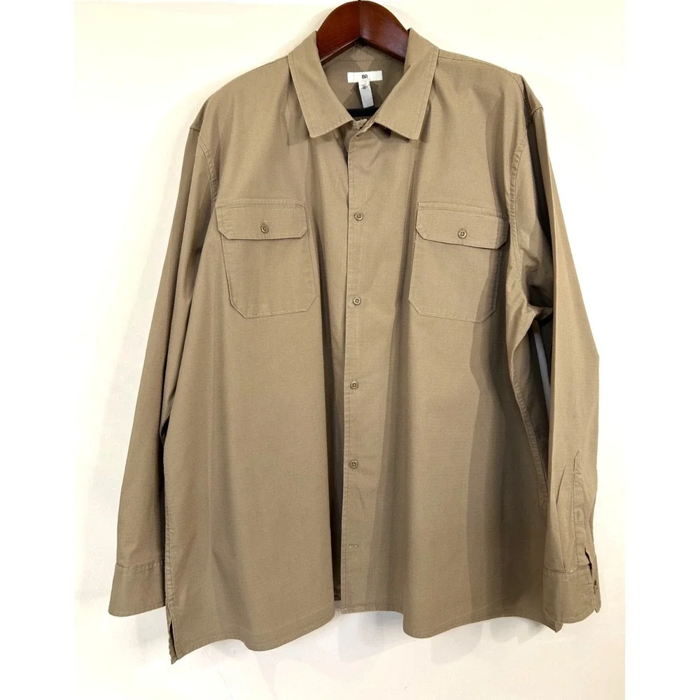 Banana Republic Mens Khaki Tan 2 Pocket Button Up Soft Collar Shirt Sz 4XT
